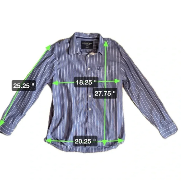 American eagle Blue white striped button down long sleeve shirt size XL - Picture 9 of 9